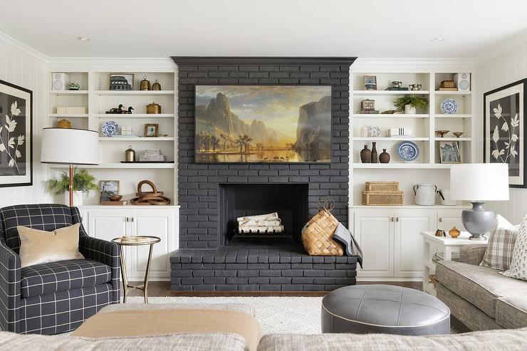 Black Painted Fireplace in Living Area