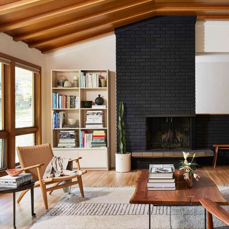 Black Painted Semi-Structured Fireplace