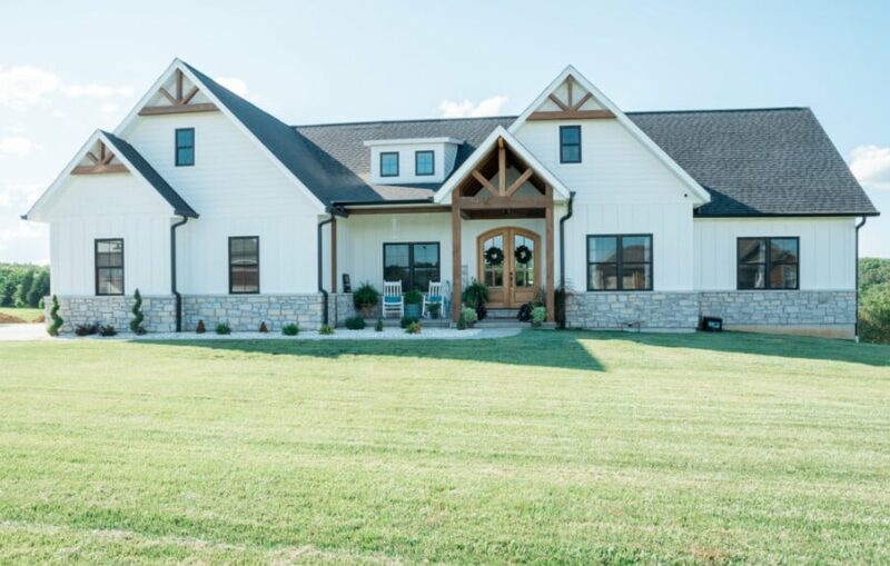 Black Window Frames in Modern Farmhouse