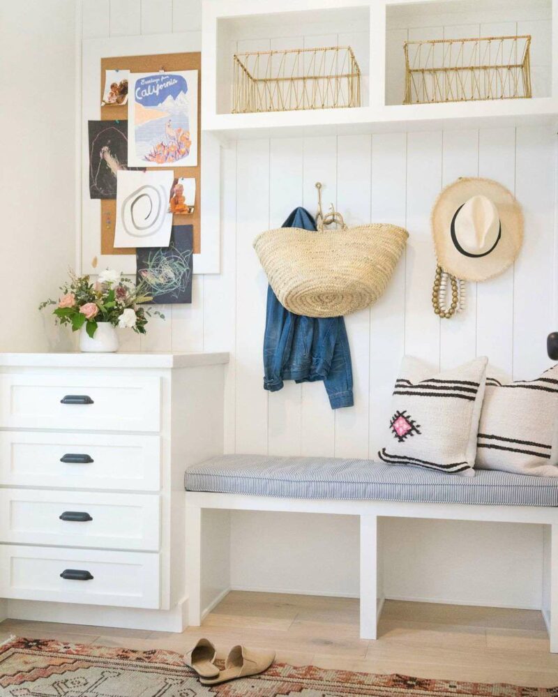 Coastal-Theme Mud Room Bench with Storage