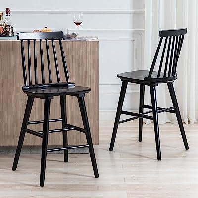 Duhome Wood Bar Stools Set of 2, Farmhouse Counter Stools