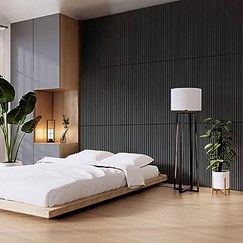Elegance to The Bedroom with Darker Shades of Wood Wall Panel