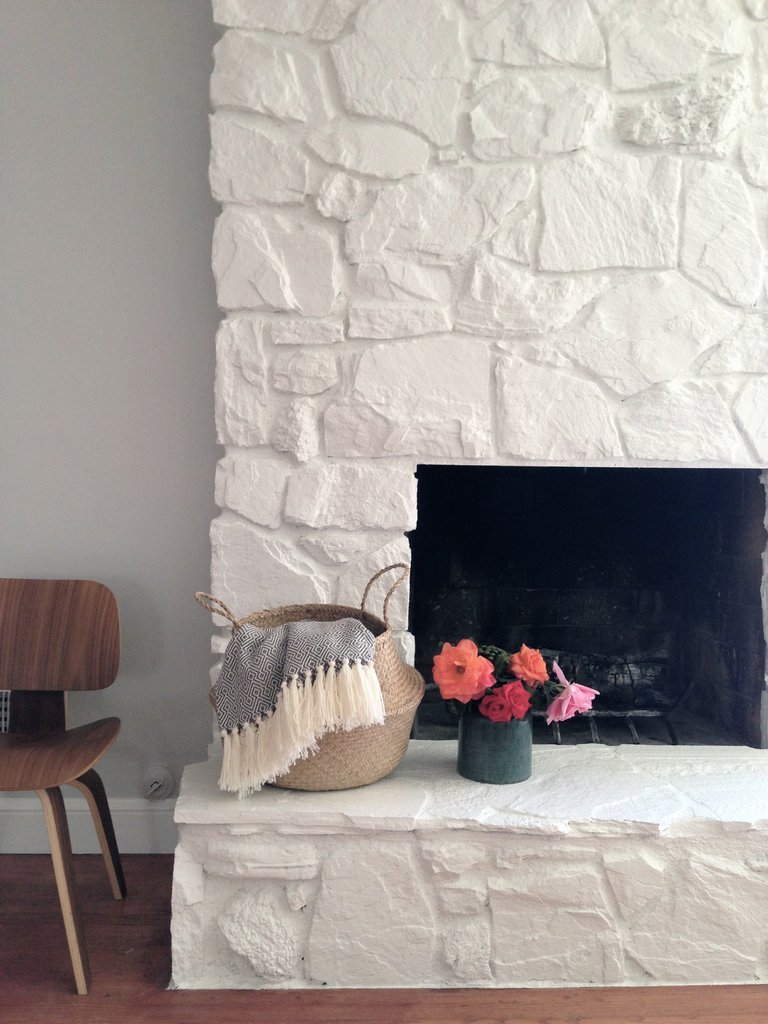 How to Paint the Stone Fireplace Firebox