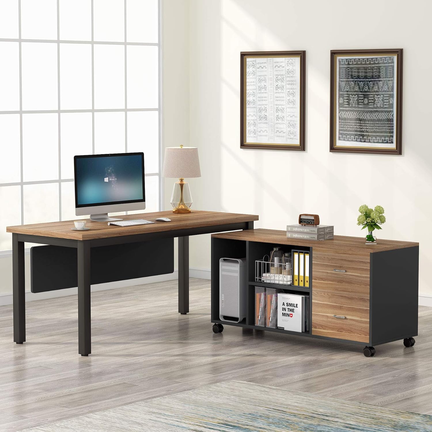 Large Desk with Cabinets