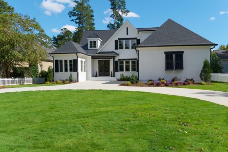 Mint White House with Black Trim