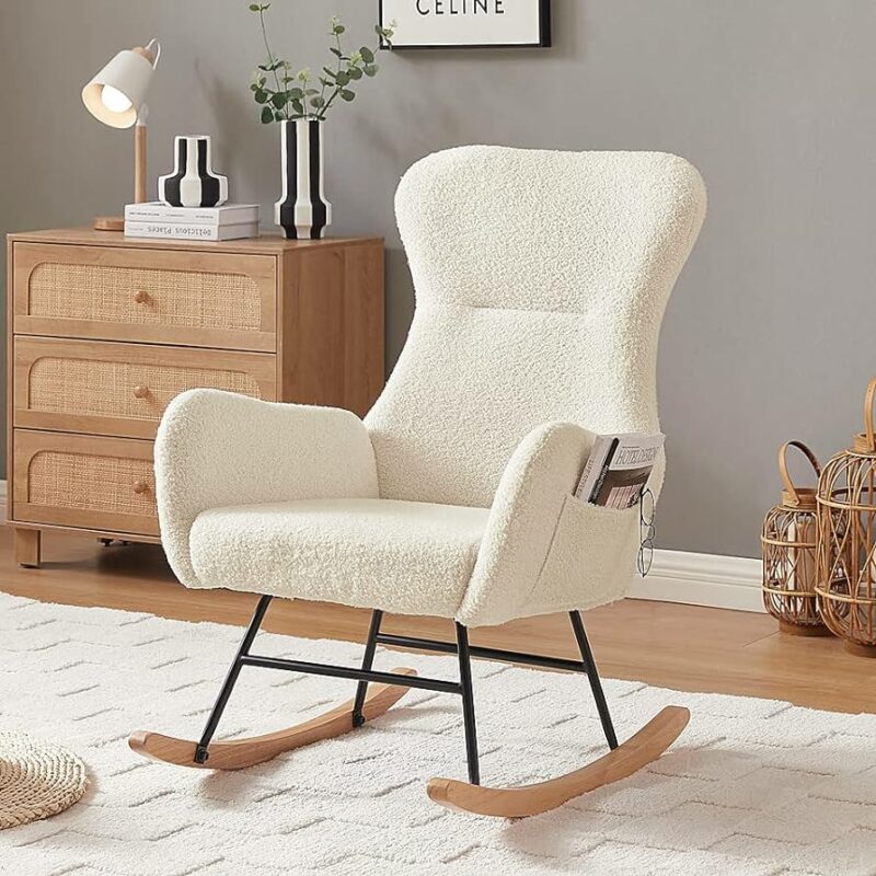 Modern Rocking Chair with Side Pouch