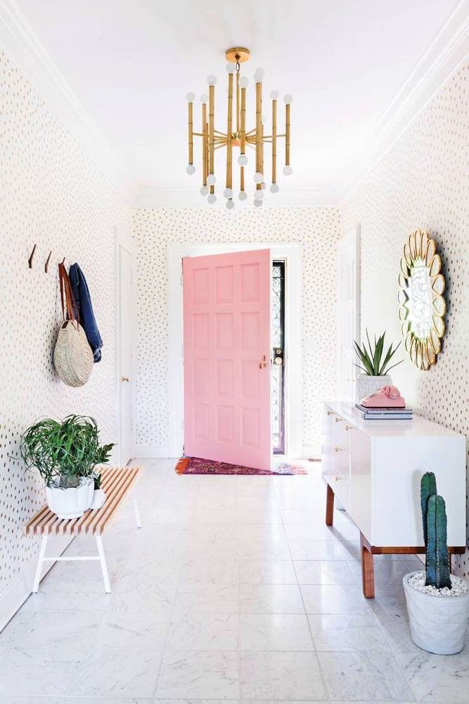 Mudroom with Pastel Door