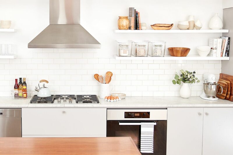 Open Shelves - Same: Contrasting Color as Your Cabinets