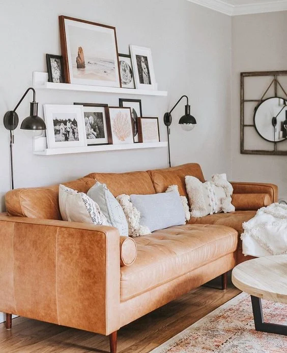 Shelves Behind the Couch for a Contemporary Theme