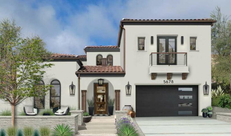 Spanish Style White House with Black Trim