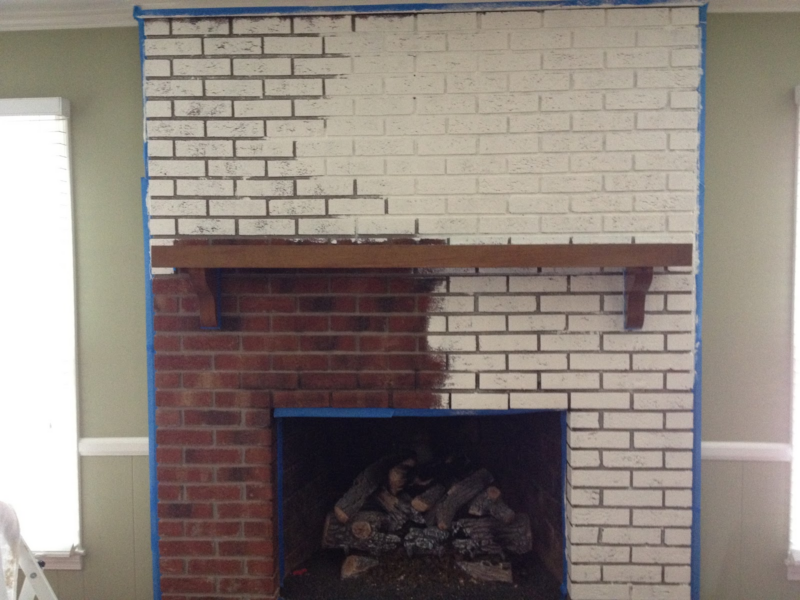 Start Brick Fireplace Painting with Primer Coating