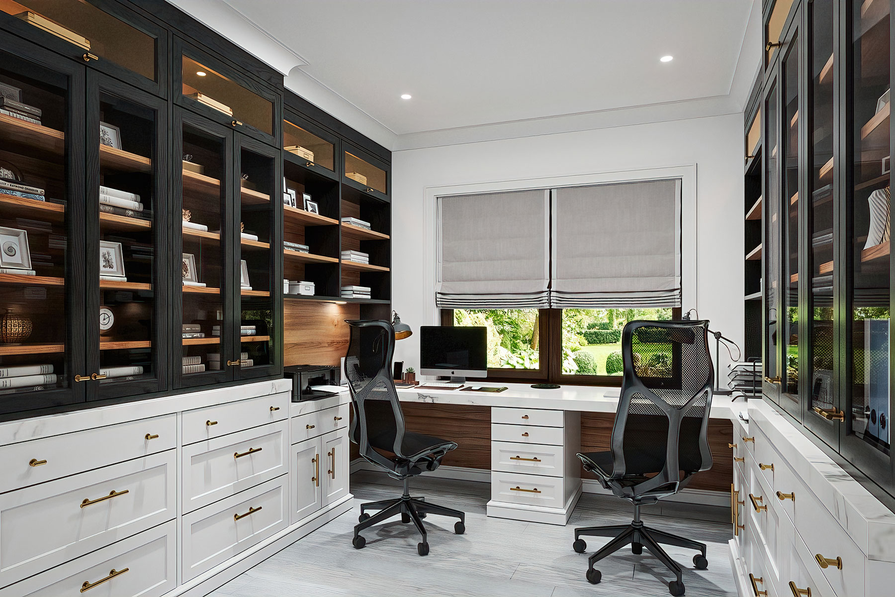 Transformative Office Built-In Bookcases