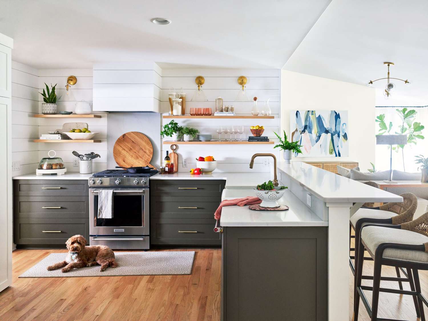 open kitchen shelving